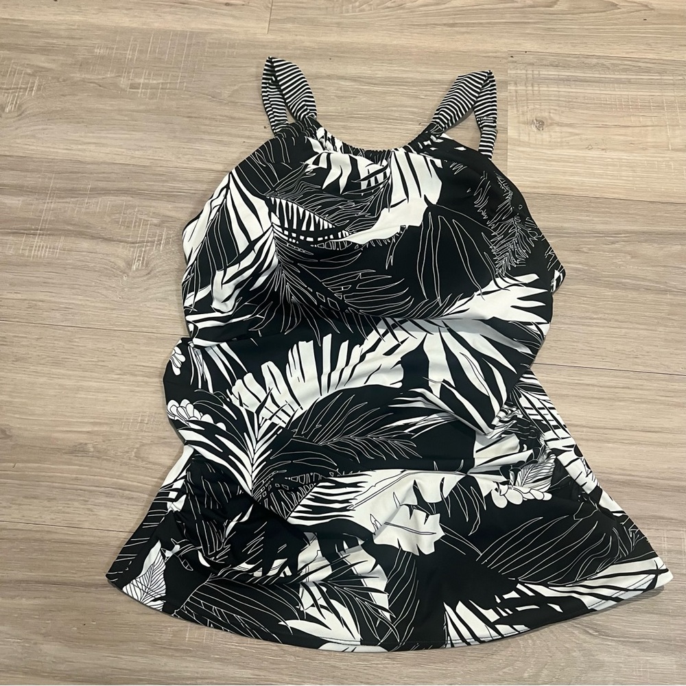 Tropical Black and White Women's Swim Top Tankini 8 Elemar